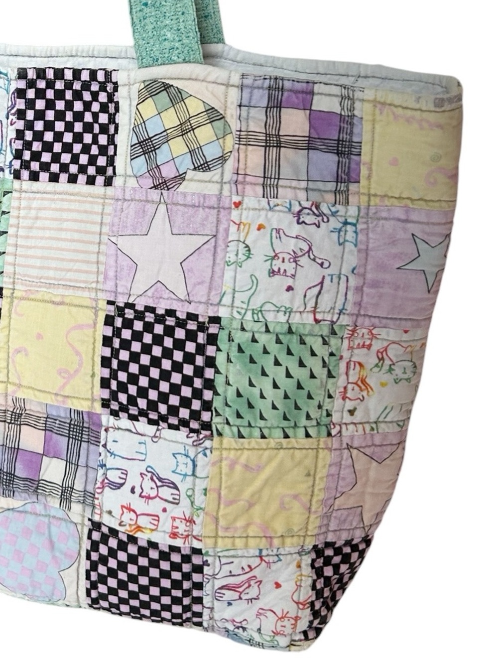 Vintage Handmade Quilted Tote Bag - Picture 3 of 14